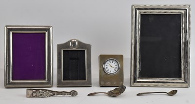 Lot 1154 - Three modern silver plated rectangular easel...