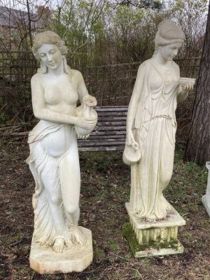 Lot 1234 - Two modern fibreglass garden figures of a...