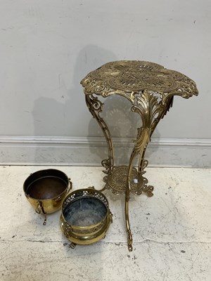 Lot 1157 - A Victorian cast brass jardiniere stand,...