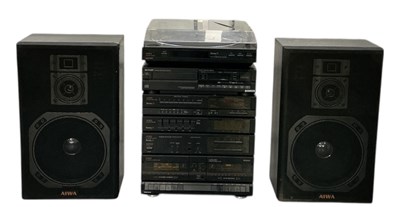 Lot 367 - AIWA; a mid century hi-fi system including...