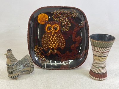 Lot 207 - JOHN POLLEX; a slipware tray with high crossed...