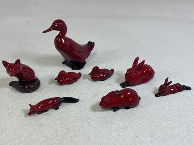 Lot 214 - ROYAL DOULTON; eight 'Flambé' porcelain...