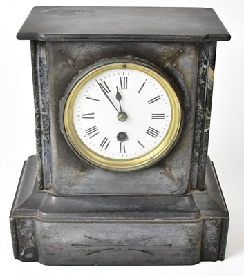 Lot 117 - A slate mantel clock, the white enamelled dial...