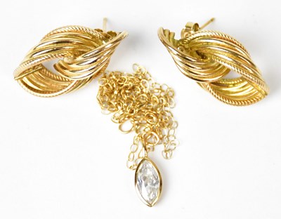 Lot 740 - A pair of 9ct yellow gold knot shaped stud...