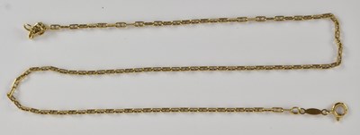 Lot 1335 - An 18ct yellow gold fine dainty long link...
