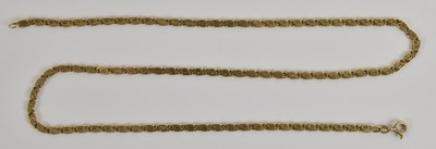 Lot 1312 - An 18ct yellow gold flat link necklace, with...