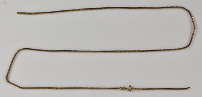 Lot 1318 - An 18ct yellow gold box link necklace, with...