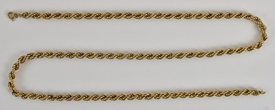 Lot 1326 - A 9ct yellow gold rope twist necklace, length...