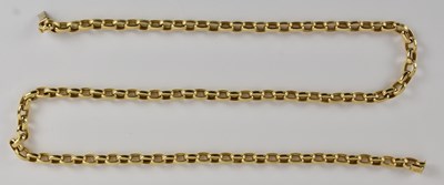Lot 1305 - A 14ct yellow gold belcher link necklace, with...