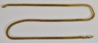 Lot 1311 - A 9ct yellow gold flat Cuban link necklace,...
