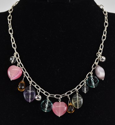 Lot 1358 - A 925 silver semi-precious stone set necklace,...