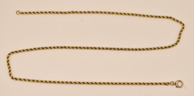 Lot 1362 - A 9ct yellow gold rope twist necklace with...