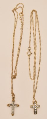 Lot 1376 - Two 9ct yellow gold dainty necklaces, each...