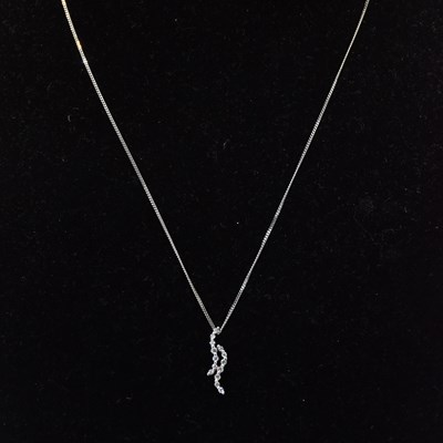 Lot 1379 - An 18ct white gold dainty necklace, length...