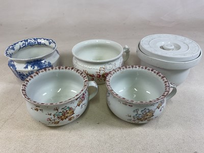 Lot 239 - Five vintage chamber pots, including a Masons...