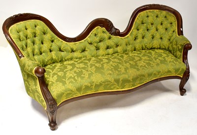 Lot 72 - A Victorian walnut double-ended chaise longue...