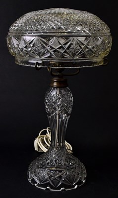 Lot 113 - A cut glass mushroom-shaped table lamp with...