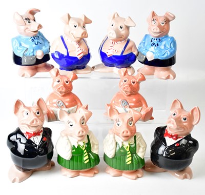 Lot 153 - WADE; two sets of five Nat West pigs (10).