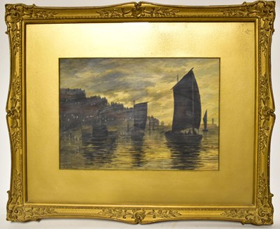 Lot 334 - DAVID LAW (1831-1902); watercolour, 'Whitby...