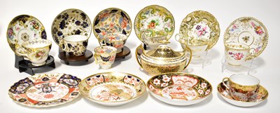 Lot 159 - Seven 19th century porcelain cups and saucers,...