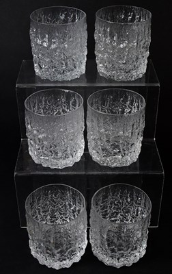 Lot 210 - WHITEFRIARS; six bark-effect clear tumblers or...
