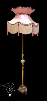 Lot 1303 - A brass and marble standard lamp, height 144cm.