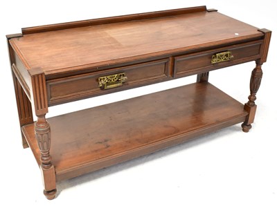 Lot 64 - An Edwardian walnut hall table with a pair of...