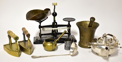 Lot 557 - A Russian silver-plated kettle, a pair of...