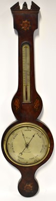 Lot 124 - An Edwardian inlaid mahogany banjo barometer,...