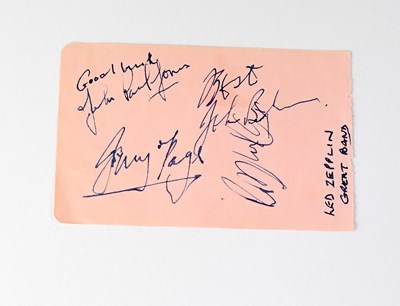 Lot 531 - LED ZEPPELIN; a page from an autograph book...