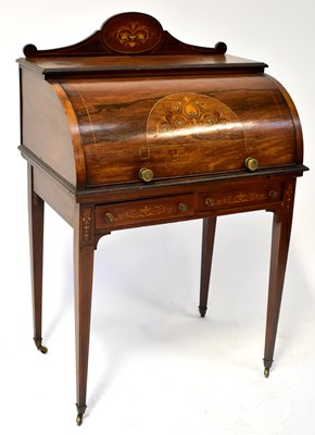 Lot 77 - A 19th century rosewood barrel top bureau de...