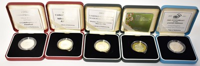 Lot 645 - THE ROYAL MINT; five silver proof £2 coins,...