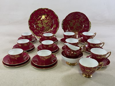 Lot 215 - COALPORT; a porcelain part tea service in the '...