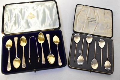 Lot 576 - A cased set of Victorian hallmarked silver...