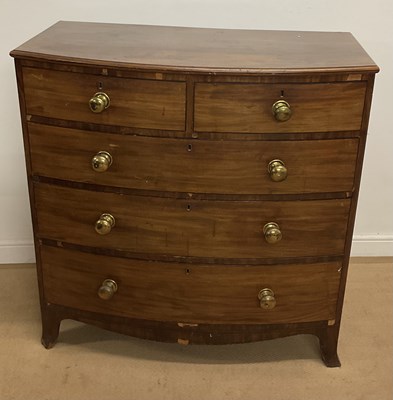 Lot 491 - A mahogany bowfronted chest of two short over...