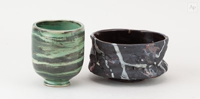 Lot 54 - BEN GUFFORD; a stoneware chawan of altered...