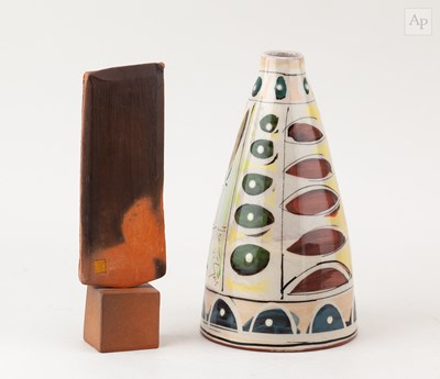 Lot 250 - IRENA SIBRIJNS; a conical earthenware bottle...