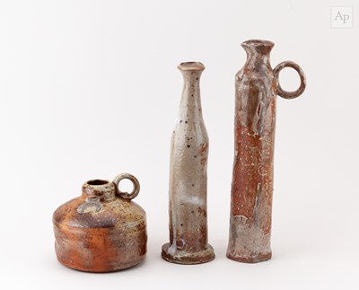 Lot 670 - TERRENCE BUNCE; a wood fired stoneware bottle...