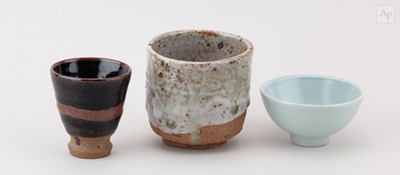 Lot 84 - CHARLIE COLLIER; a stoneware yunomi partially...