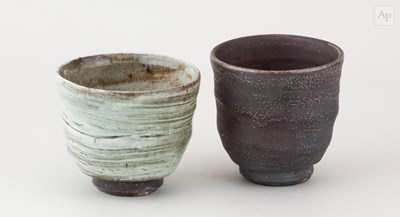 Lot 741 - Two stoneware cups, impressed marks, tallest 7....