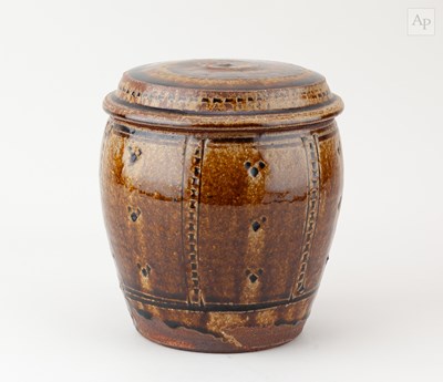 Lot 434 - MIKE DODD (born 1943); a stoneware caddy...