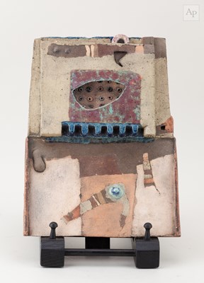 Lot 742 - A sculptural earthenware wall piece, incised...