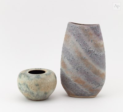 Lot 27 - ANDREW DAVIDSON; a flattened stoneware vase...
