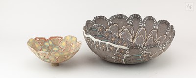 Lot 392 - MAL MAGSON (born 1950); a large stoneware dish...