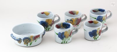 Lot 724 - Dartington Pottery; five stoneware mugs...