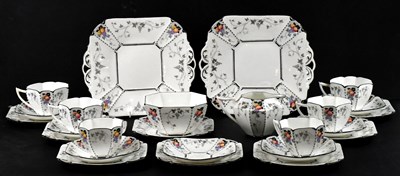 Lot 305 - SHELLEY; a six setting tea service in the...