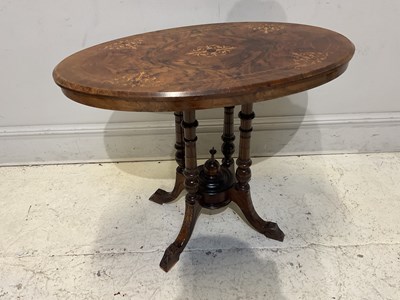 Lot 1148 - A Victorian inlaid walnut looe table, height...
