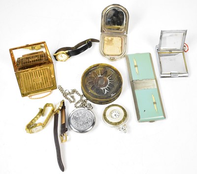 Lot 762 - A small collection of compacts, pocket watches...