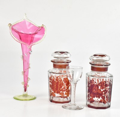 Lot 337 - A wine glass with ogee bowl and opaque...