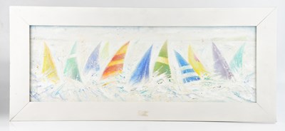 Lot 1763 - DAVID WHYTE; oil on board, 'Regatta', signed...